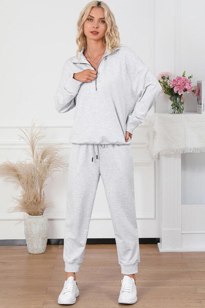 BEAUTIFUL I AM Half Zip Sweatshirt and Drawstring Sweatpants Set