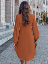 BEAUTIFUL I AM Notched Neck Long Sleeve Dress