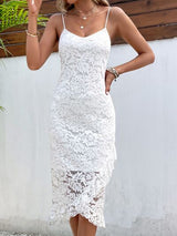 BEAUTIFUL I AM Lace Detail Spaghetti Strap Wrap Dress