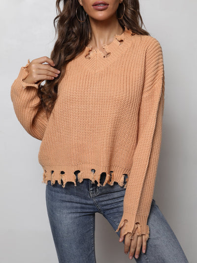 BEAUTIFUL I AM Waffle-Knit Dropped Shoulder Blouse Shirt