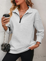 BEAUTIFUL I AM Zip-Up Dropped Shoulder Sweatshirt