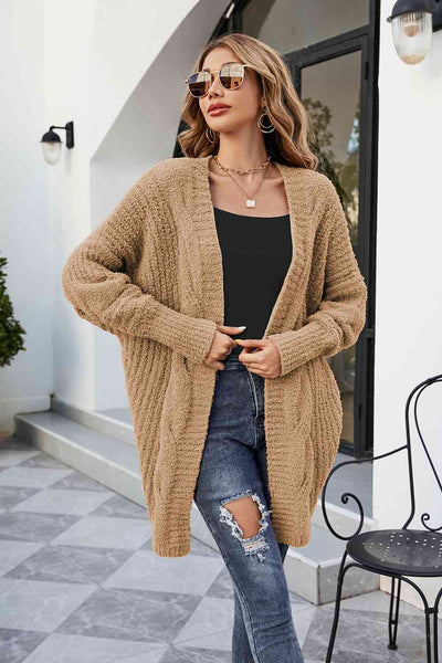 BEAUTIFUL I AM Open Front Dolman Sleeve Cardigan