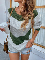 BEAUTIFUL I AM Color Block Rib-Knit Sweater