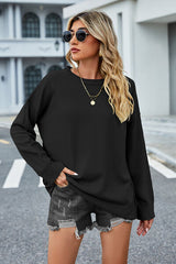 BEAUTIFUL I AM Round Neck Dropped Shoulder Sweater