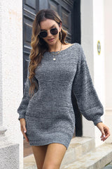 BEAUTIFUL I AM Drop Shoulder Lantern Sleeve Sweater Dress