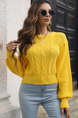 BEAUTIFUL I AM Cable-knit Round Neck Cropped Sweater