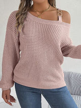 BEAUTIFUL I AM Asymmetrical Neck Long Sleeve Sweater