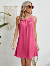 BEAUTIFUL I AM Eyelet Grecian Neck Mini Dress