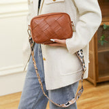 BEAUTIFUL I AM PU Leather Woven Crossbody Bag