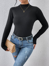 BEAUTIFUL I AM Mock Neck Long Sleeve Knit Top Shirt