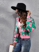 BEAUTIFUL I AM Geometric Button Up Long Sleeve Cardigan