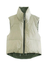 BEAUTIFUL I AM Zip Up Drawstring Reversible Jacket Vest