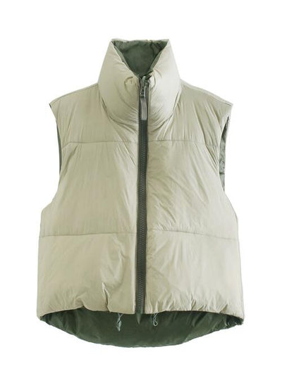 BEAUTIFUL I AM Zip Up Drawstring Reversible Jacket Vest