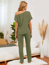 BEAUTIFUL I AM Round Neck Top and Pants Lounge Sleep Wear Set