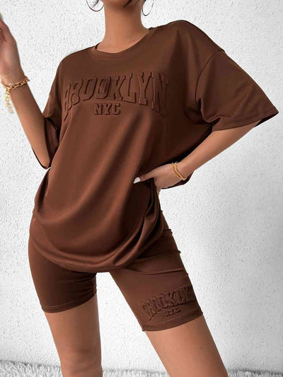 BEAUTIFUL I AM BROOKLYN NYC Graphic Top and Shorts Set