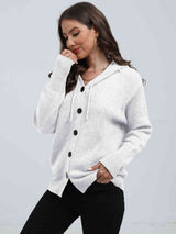 BEAUTIFUL I AM Button Down Drawstring Hooded Cardigan