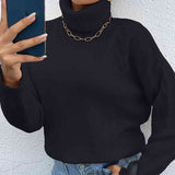 BEAUTIFUL I AM Turtleneck Dropped Shoulder Long Sleeve Sweater