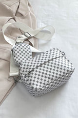 BEAUTIFUL I AM Geometric PU Leather Shoulder Bag with Small Purse