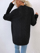 BEAUTIFUL I AM Cable-Knit Open Front Cardigan with Pockets