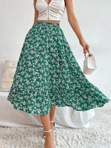 BEAUTIFUL I AM Printed Ruffle Hem Midi Skirt Dress