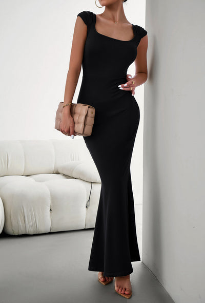 BEAUTIFUL I AM Cap Sleeve Scoop Neck Maxi Dress