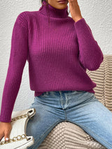 BEAUTIFUL I AM Ribbed Turtle Neck Long Sleeve Sweater