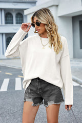 BEAUTIFUL I AM Round Neck Dropped Shoulder Sweater