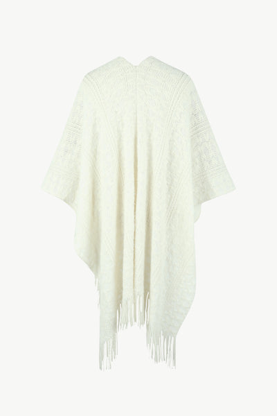 BEAUTIFUL I AM Open Front Fringe Hem Poncho