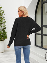 BEAUTIFUL I AM Round Neck Dropped Shoulder Sweater