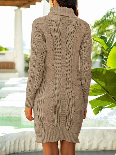 BEAUTIFUL I AM Turtleneck Ribbed Sweater Dress