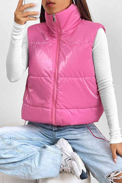 BEAUTIFUL I AM Zip Up Collared Jacket Vest