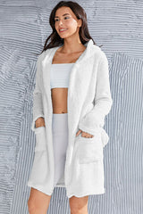 BEAUTIFUL I AM Fuzzy Tied Pocketed Hooded Lounge Robe