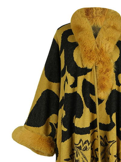 BEAUTIFUL I AM Faux Fur Trim Poncho