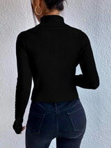 BEAUTIFUL I AM Cutout Turtleneck Rib-Knit Top Shirt