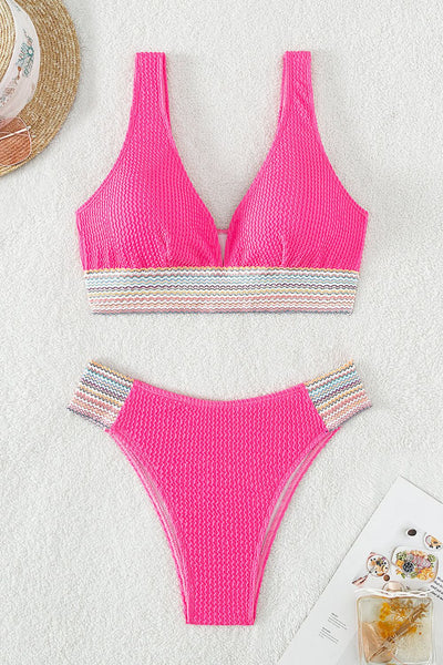 BEAUTIFUL I AM Contrast Textured High Cut Swim Set