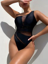 BEAUTIFUL I AM One-Shoulder Sleeveless One-Piece Swimsuit Swim Set