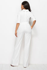 BEAUTIFUL I AM Mock Neck Tie-Waist Half Sleeve Pants Jumpsuit