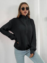 BEAUTIFUL I AM Turtleneck Zip Up Long Sleeve Knit Top Shirt