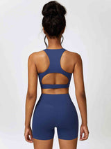 BEAUTIFUL I AM Cutout Cropped Sport Tank and Shorts Active Wear Set