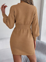 BEAUTIFUL I AM Buttoned Cable-Knit V-Neck Sweater Dress