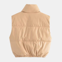 BEAUTIFUL I AM Zip-Up Drawstring Puffer Vest Jacket