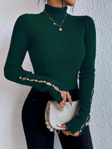 BEAUTIFUL I AM Cutout Turtleneck Rib-Knit Top Shirt