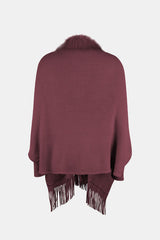 BEAUTIFUL I AM Fringe Open Front Long Sleeve Poncho