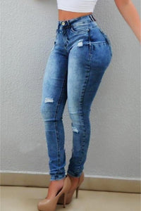 BEAUTIFUL I AM Distressed Long Jeans