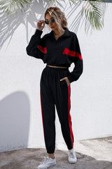 BEAUTIFUL I AM Turtle Neck Long Sleeve Zip-Up Top Long Pants Active Wear Set