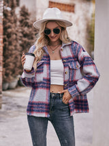 BEAUTIFUL I AM Plaid Dropped Shoulder Collared Jacket