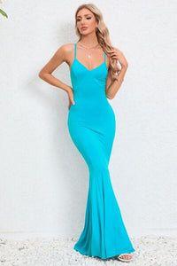 BEAUTIFUL I AM Crisscross Spaghetti Strap Fishtail Dress