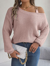 BEAUTIFUL I AM Asymmetrical Neck Long Sleeve Sweater