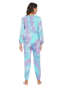 BEAUTIFUL I AM Tie-Dye Top and Drawstring Pants Lounge Set