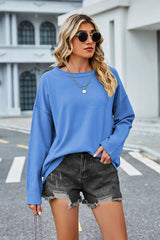 BEAUTIFUL I AM Round Neck Dropped Shoulder Sweater